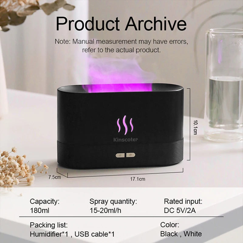 Essential Oil Diffuser/Ultrasonic Humidifier Flame Effect